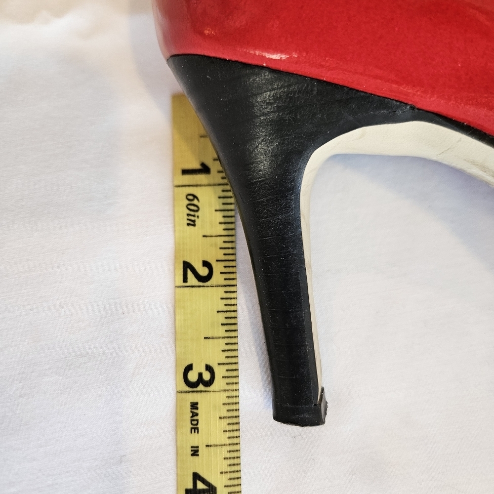 AK Anne Klein Impact Leather Heels Red Sz 6.5 3.5" Heel Sexy EUC - Picture 6 of 12